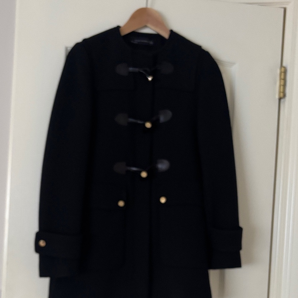 Zara Black Pea Coat with Gold Buttons